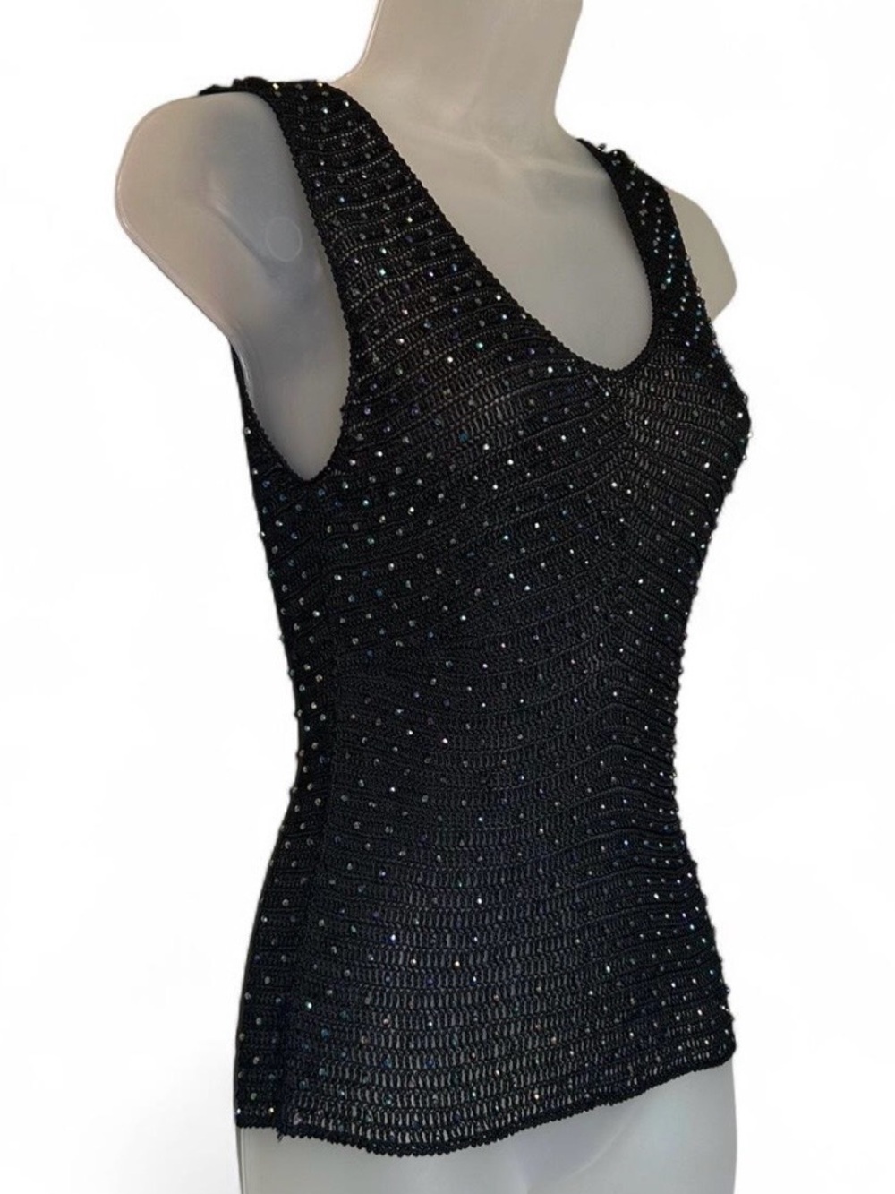 Y2K Black Sequin Knit Tank Top